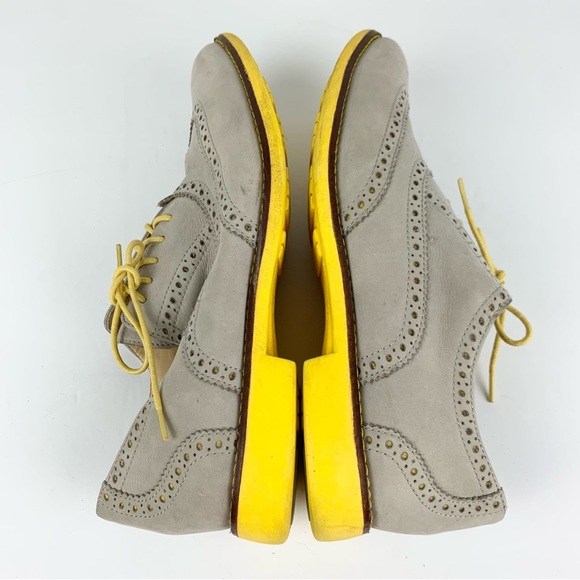 Cole Haan Gramercy Oxford Wingtip Laced Loafer Grey Suede Leather Shoes 8 - Picture 10 of 12